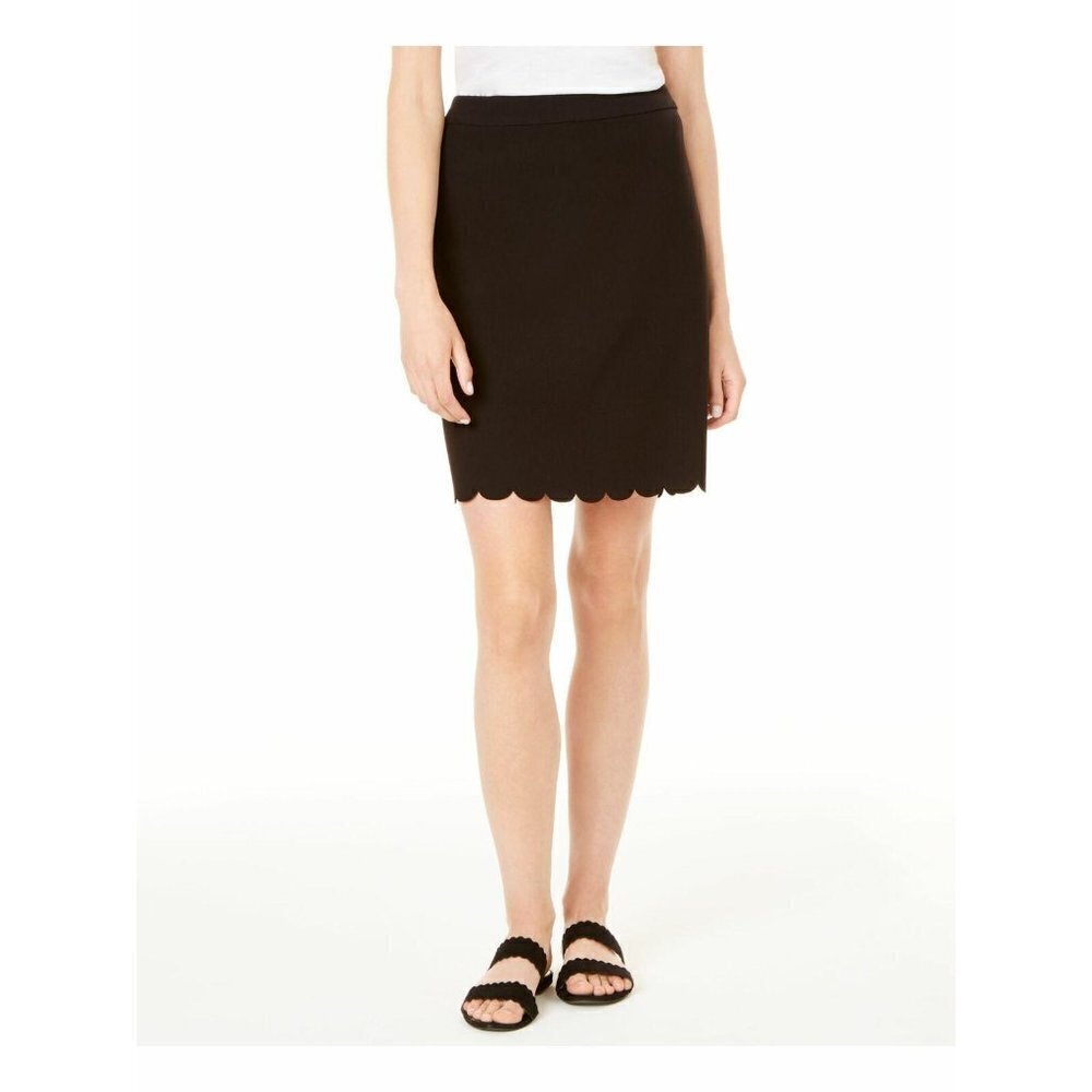 New MAISON JULES sz 0 Skirt Black Scallop Hem Abov